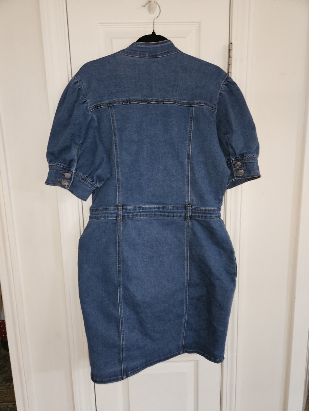 NY&C Co. Puff Sleeve Denim Dress Sz XL - Picture 7 of 14